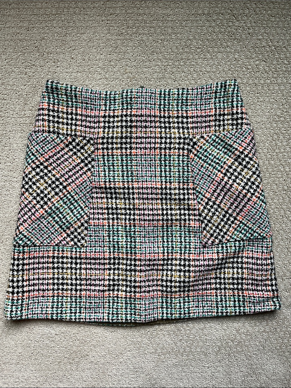 Maeve Anthropologie Plaid Tweed Mini Skirt
